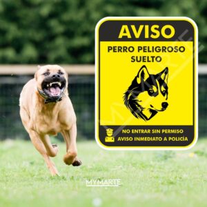 Placa Aviso Propiedad protegida con perro peligroso