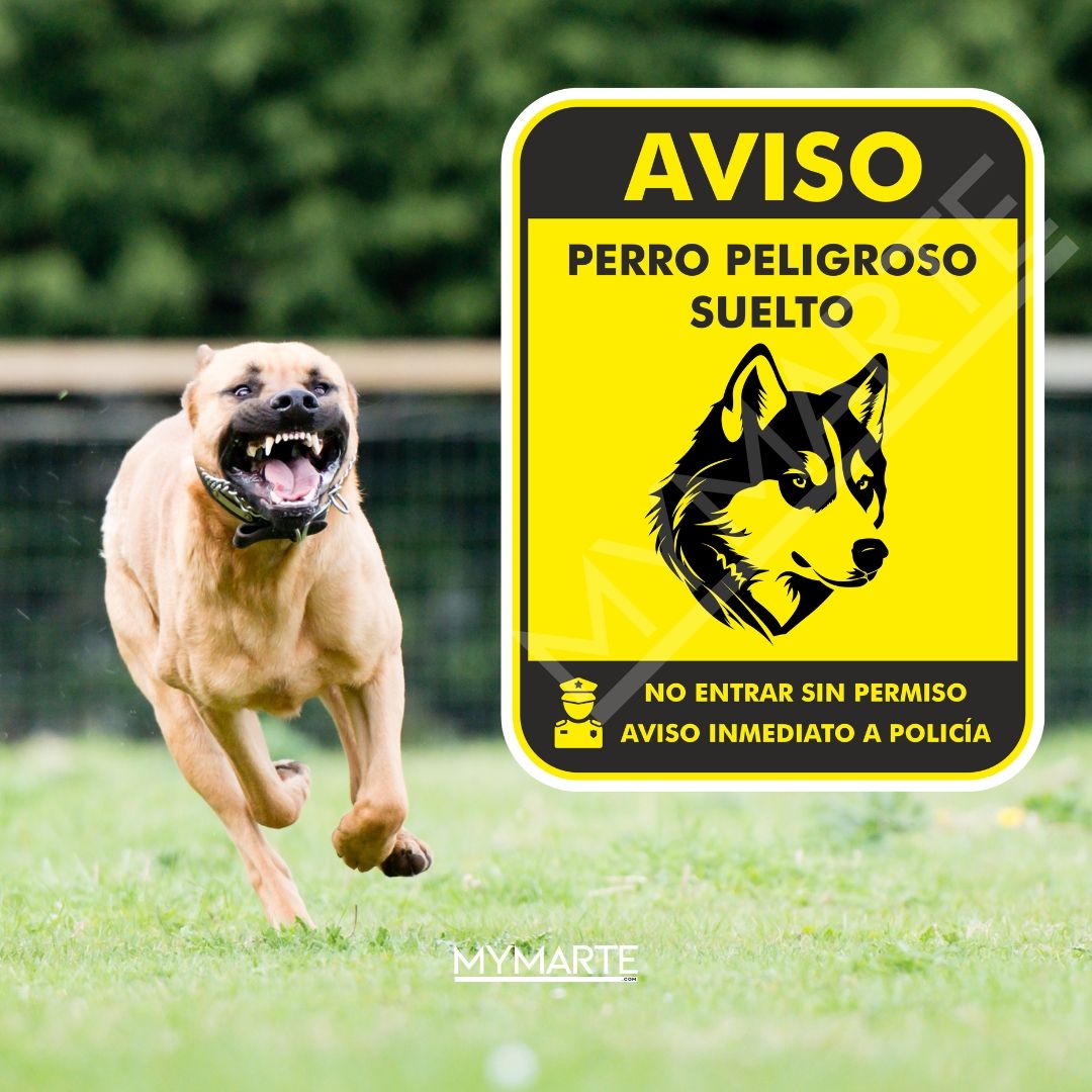 Placa Aviso Propiedad Protegida Con Perro Peligroso Mymarte 