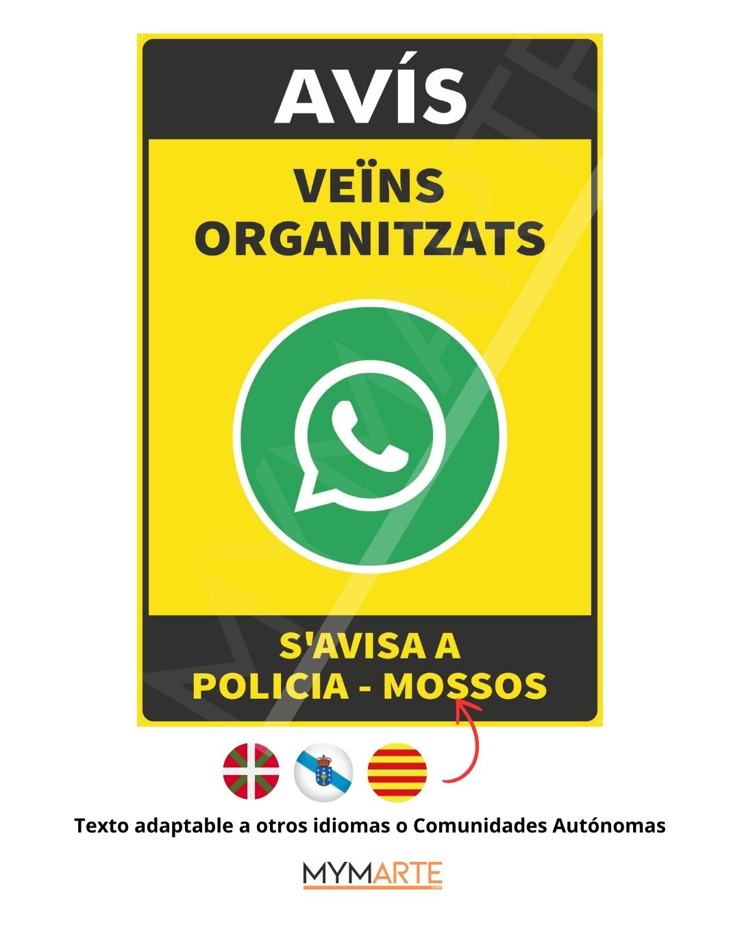 Placa Aviso vecinos organizados WhatsApp 1 Placa Aviso vecinos organizados WhatsApp - Aluminio 30x20cm