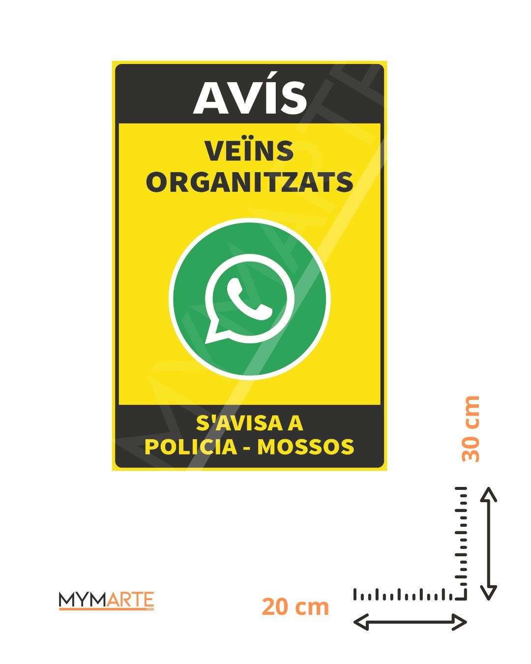 Placa Aviso vecinos organizados WhatsApp 9 Placa Aviso vecinos organizados WhatsApp - Aluminio 30x20cm - Medidas