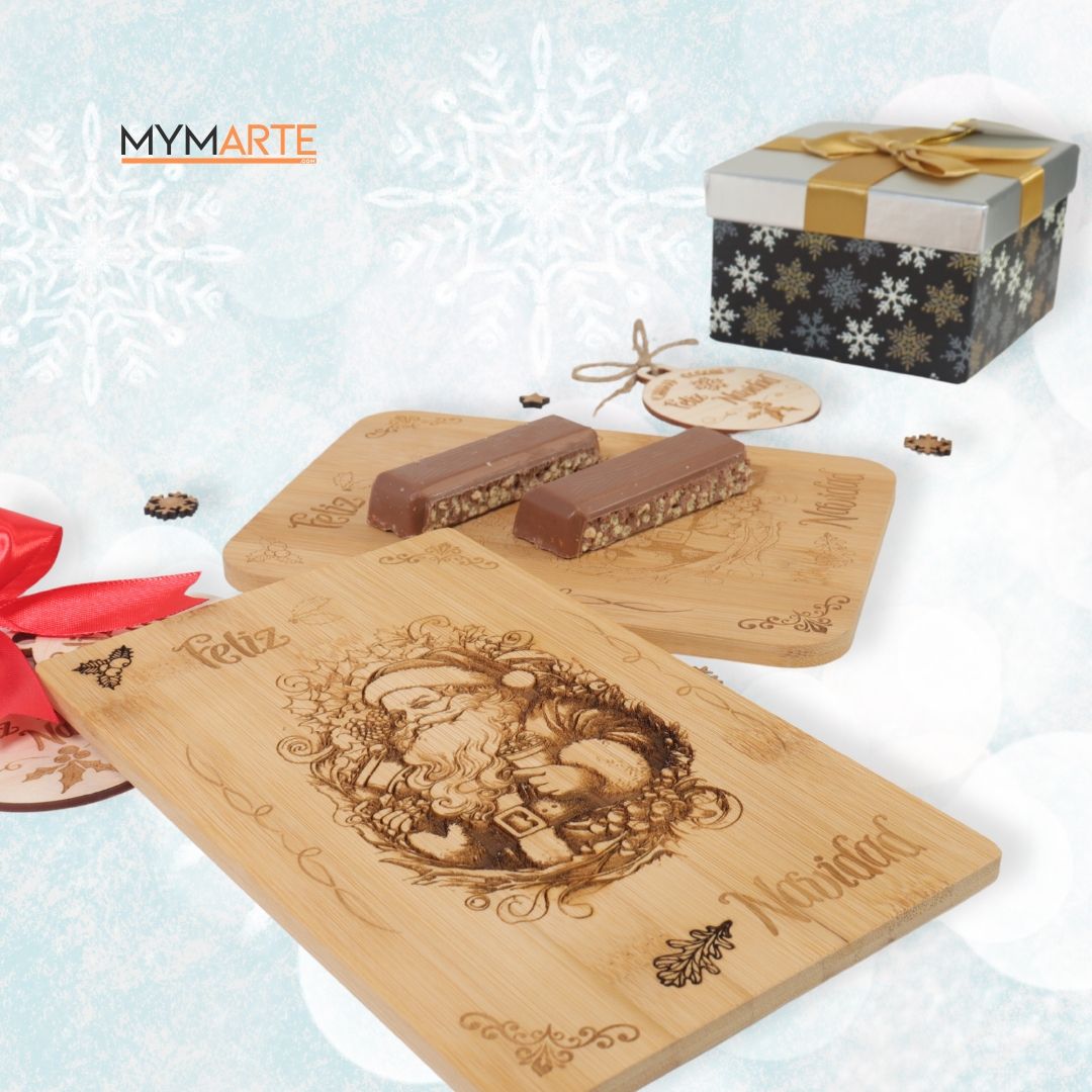 Tabla dulces Papa Noel Navidad madera Bambú 1 Tabla dulces Papa Noel Navidad madera Bambú 14x22cm