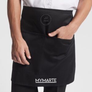 Delantal hostelería negro sarga personalizable