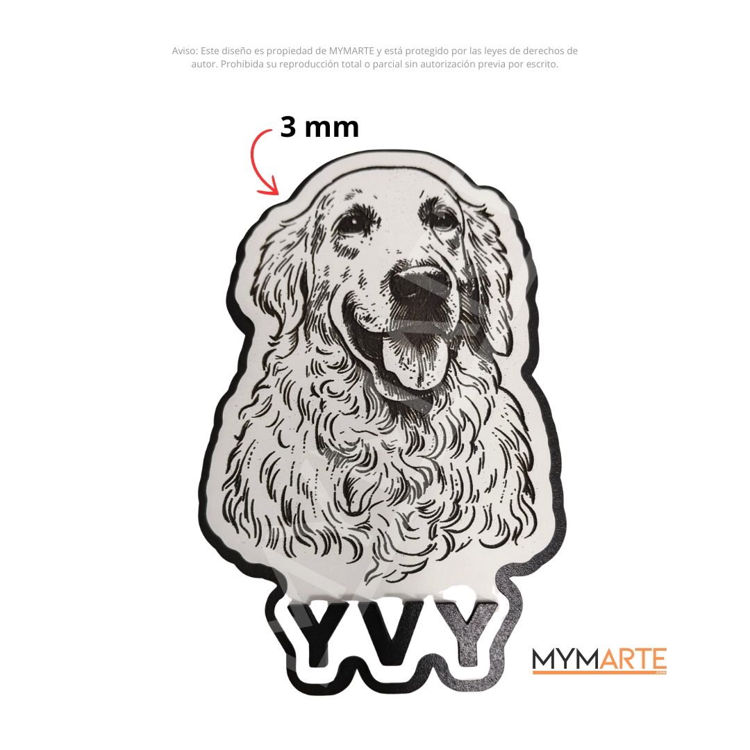 Placa Perro MDF 1 cara Láser bajorrelieve con nombre 2 Placa Perro MDF 1 cara Láser bajorrelieve con nombre