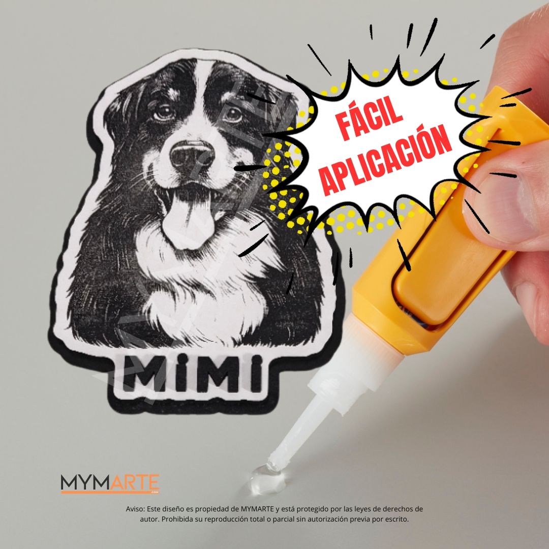 Placa Perro MDF 1 cara Láser bajorrelieve con nombre 4 Placa Perro MDF 1 cara Láser bajorrelieve con nombre - Aplicación con adhesivo