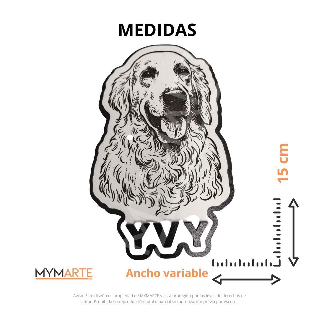 Placa Perro MDF 1 cara Láser bajorrelieve con nombre 5 Placa Perro MDF 1 cara Láser bajorrelieve con nombre - Medidas de la placa
