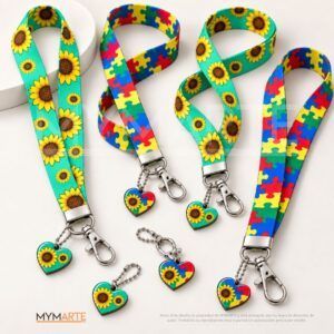 Lanyard Neurodiversidad TEA Autismo Girasoles Puzzles
