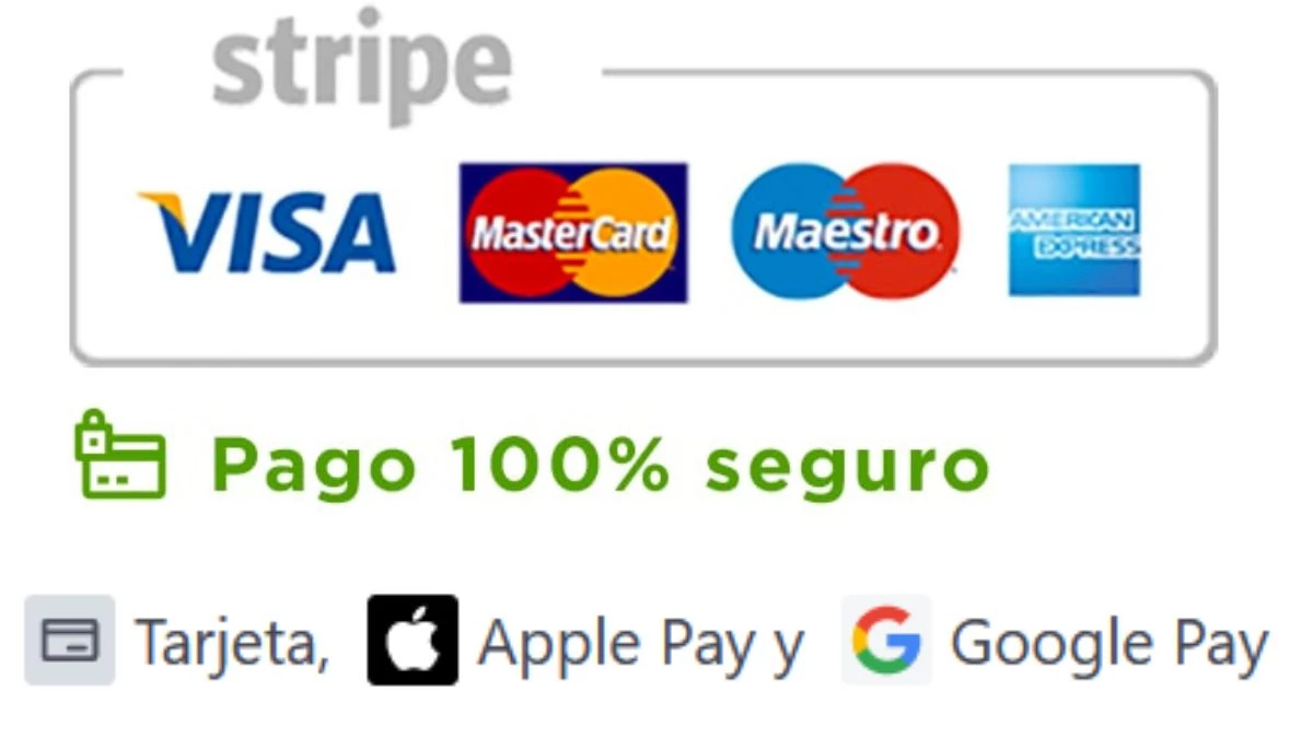 Pago seguro con tarjeta de crédito/débito.