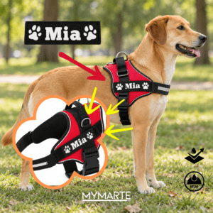 Etiqueta identificativa para arnés de mascotas con velcro